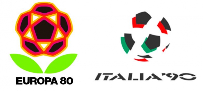 Logo Euro 1980 dan World Cup 1990 yang didesain Piero Gratton. | sumber: showsport.me