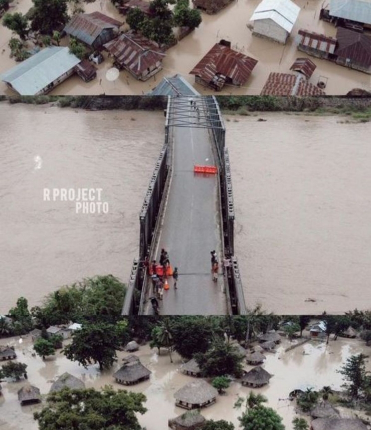 Gambar.halamansembilan.com/Kondisi di lokasi banjir, jembatan Benenai Malaka NTT