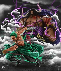 Potret pertarungan Hyakuju no Kaido vs Roronoa Zoro, sumber: deviantart.com