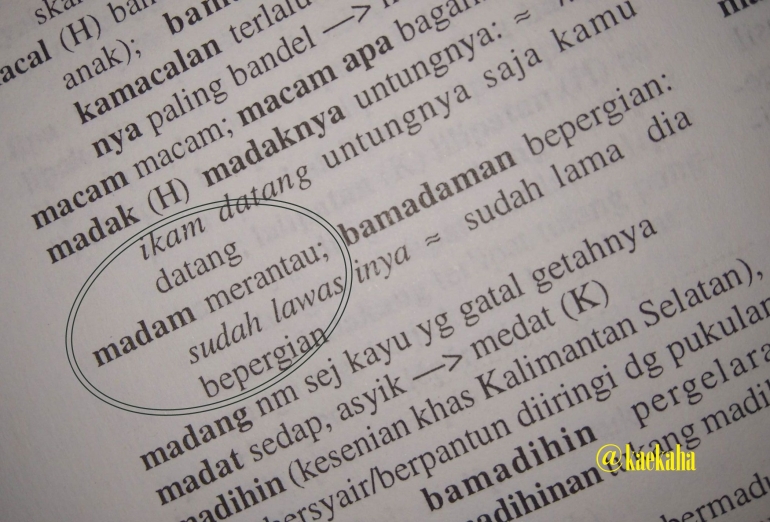 Madam dalam Kamus Bahasa Banjar | @kaekaha