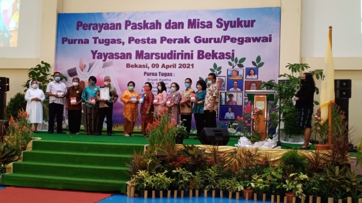 Perayaan Paskah dan Misa Syukur Purna Tugas di Yayasan Marsudirini Bekasi (Dokpri)