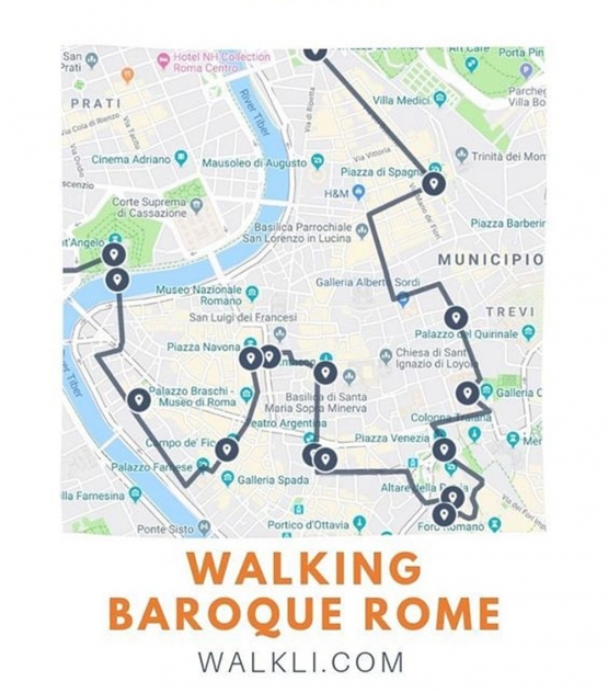 Contoh rute wisata Barok di Roma. Sumber: walkli.com / www.pinterest.co.kr