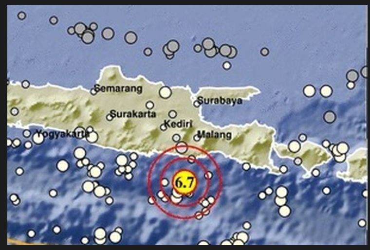 Gempa bisa dirasakan di Jawa Timur, Jawa Tengah dan DI Yogyakarta, Sumber : BMKG