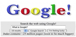 Logo awal Google mirip dengan Yahoo! (Sumber: https://www.reachlocal.com)