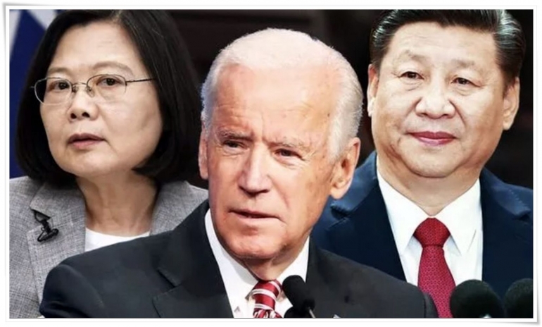 Presiden AS Joe Biden memainkan kartu politik terbuka dengan Presiden Taiwan Tsai Ing-wen (kiri) dan Presiden China Xi Jinping (dok. Asia Times/ed.WSu)
