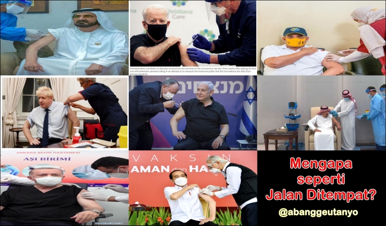 Kolase vaksinasi covid-19 beberapa pemimpin dunia. Gambar digabung dan edit oleh penulis dari berbagai sumber