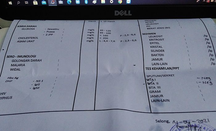 Alhamdulillah, hasil tes dahak ibu saya hari ini, negatif. Dokpri