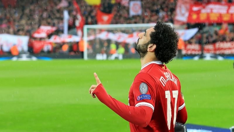 Mohamed Salah bersyukur.Foto dari Indosport.com