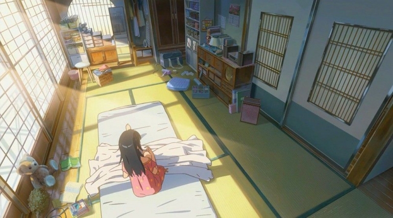 Lantai Tatami yang dipakai sebagai alat tidur di animasi