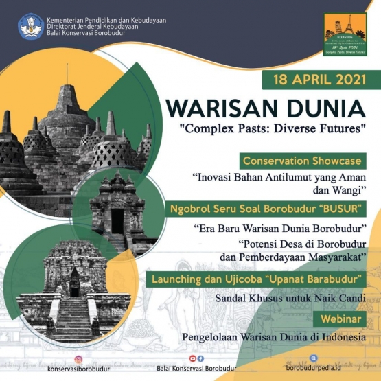 Peringatan hari warisan dunia 2021 di Balai Konservasi Borobudur (https://kebudayaan.kemdikbud.go.id/bkborobudur/peringatan-hari-warisan-dunia-2021/)