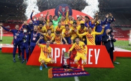 Barcelona keluar sebagai Juara Copa del Rey usai menundukan Athletic Bilbao 4-0.| Sumber: Twitter Official FC Barcelona https://twitter.com/FCBarcelona