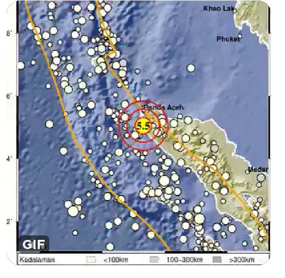 Pusat Gempa Bumi di Jantho Aceh Besar ( Doc BMKG / Istimewa)