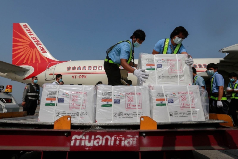 Penerimaan pemberian vaksin dari India untuk Myanmar | Foto diambil dari Lowy Insitute