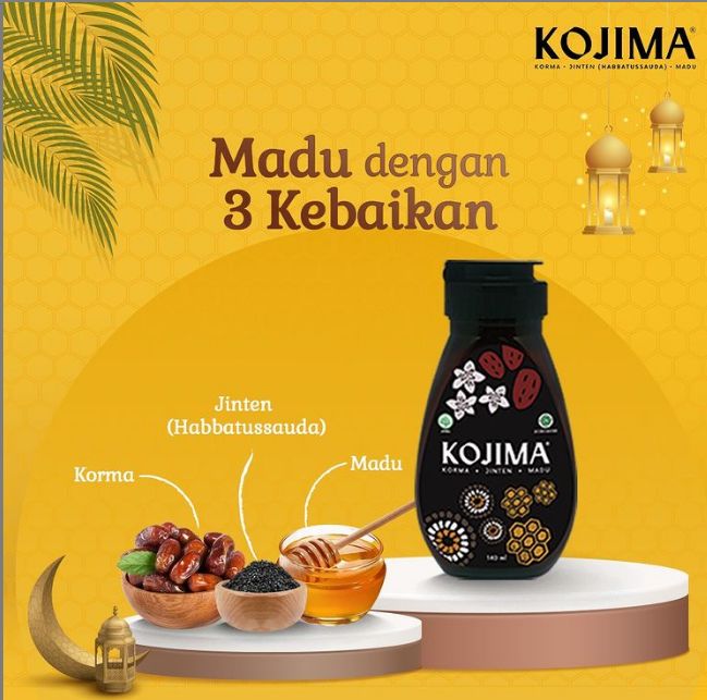 Kojima, madu dengan 3 kebaikan: korma, jinten hitam atau habbatussauda, dan madu (IG @kojima_id/ Kojima by Deltomed).