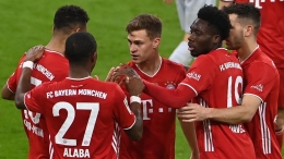 Pemain Bayern Munchen merayakan gol ke gawang Bayer Leverkusen. (via beinsports.com)