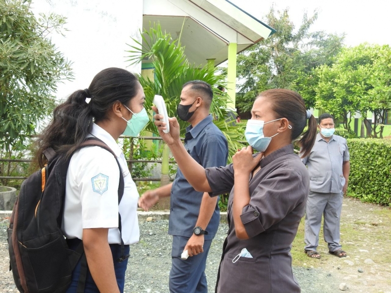 foto: dok. pribadi/Penerapan protokol kesehatan di SMPK Donbosco Atambua