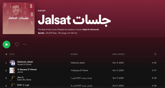 Tangkapan layar pribadi dari 'Jalsat', satu dari sekian playlist Ramadhan Spotify