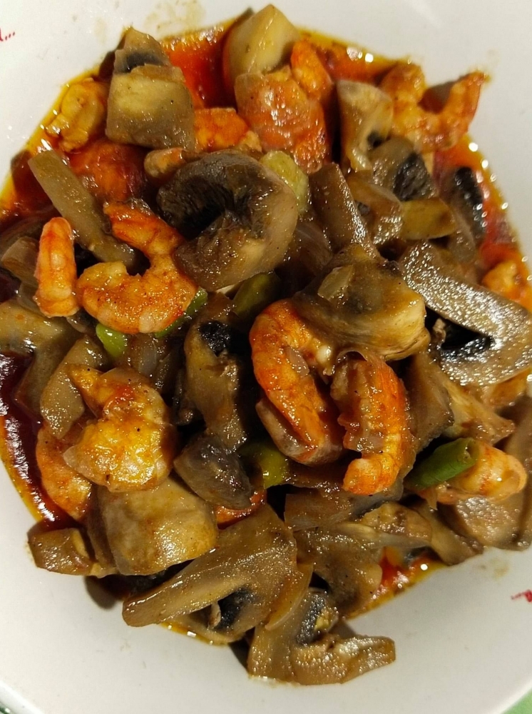 Jamur Kancing feet Udang Saos Mentega