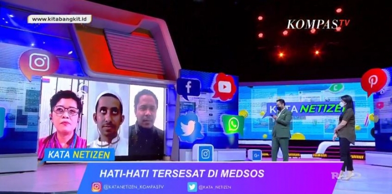 Tangkapan layar tayangan Kata Netizen, Kompas TV dengan tema: Hati-hati Tersesat di Medsos.