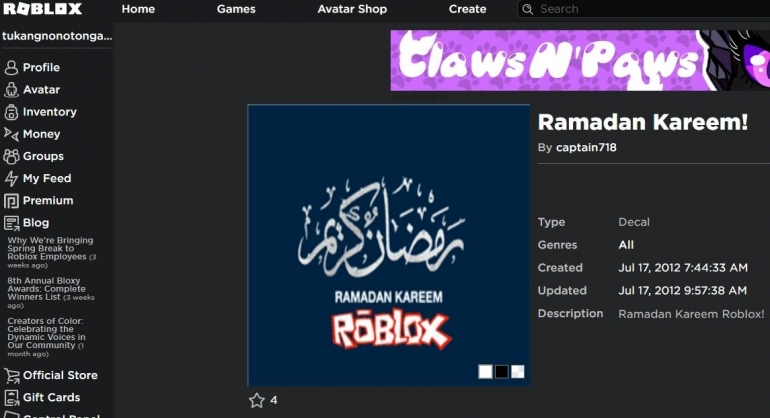 Tema Ramadan di Game Roblox