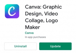 Keterangan gambar : Aplikasi Canva, Sumber : Screenshoot di layar HP/Play Store