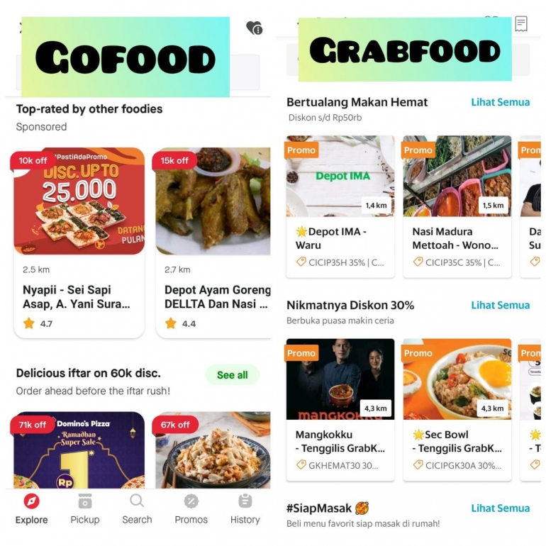 Gofood/Grabfood jadi aplikasi pilihan untuk pesan makanan (ss aplikasi grabfood & gofood)