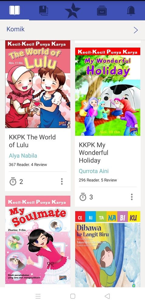 Aneka komik yang kerap dipinjam anak saya. | Tangkap layar dari aplikasi iPusnas