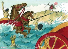 ilustarasi Fir'aun dan tentaranya ditelan lautan (kreditfoto: /www.istockphoto.com