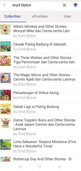 Buku-buku karya Enyd Blyton. | Tangkap layar dari aplikasi iPusnas