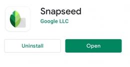 Keterangan gambar : Aplikasi Snapseed, Sumber : Screenshoot di layar HP/Play Store