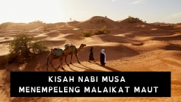 Setelah ditempeleng Nabi Musa, Malaikat Maut pun mengadu kepada Allah Swt perihal perlakuan Nabi Musa terhadapnya (ilustrasi diolah pribadi)