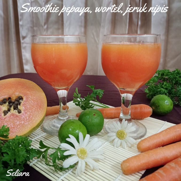 Keterangan foto : Smoothie pepaya, wortel, jeruk nipis, Dokpri