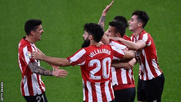 Pemain Athletic Bilbao merayakan gol ke gawang Atletico Madrid. (via Getty Images)