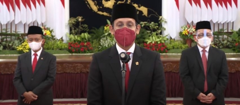 Reshuffle Resmi! Nadiem Makarim Mendikbudristek, Lahadalia Menteri Investasi (Youtube Sekretariat Presiden)