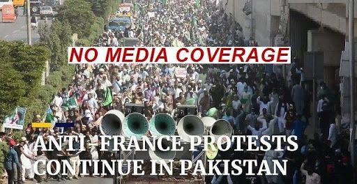 Ribuan anggota dan simpatisan kelompok radikal Tehreek-e-Labbaik Pakistan (TLP) melakukan aksi protes terhadap Prancis baru-baru ini di kota Islamabad di Pakistan. | Sumber: Press Media of India