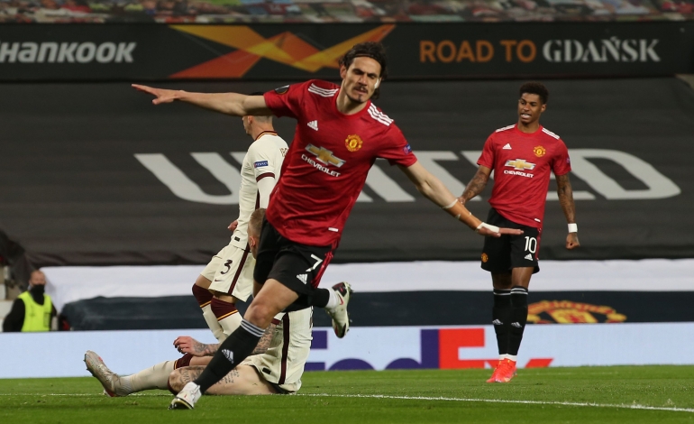 Edinson Cavani (Manchester United) Melakukan Selebrasi Setelah Cetak Gol . Sumber: UEFA Europa League
