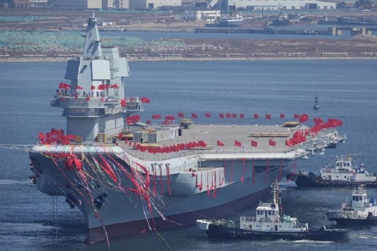 Ilustrasi kapal induk China. Sumber: CHINA STRINGER NETWORK via KOMPAS.COM