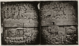 Deskripsi : relief-relief yang terpahat di dinding Borobudur I Sumber Foto : soundofborobudur.org