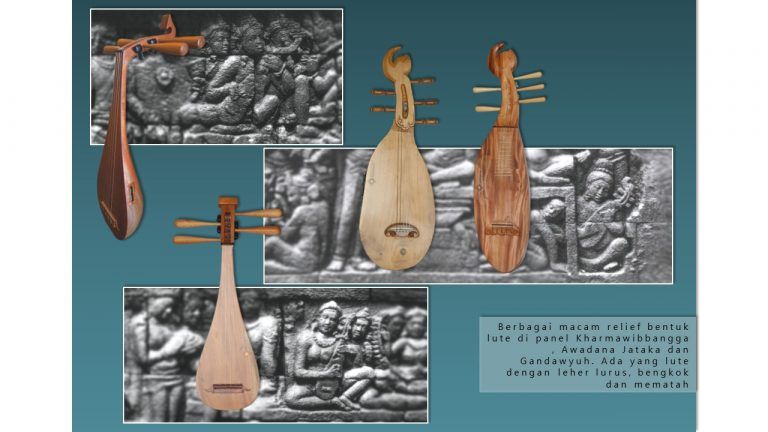 Deskripsi : Alat-alat musik yang ada di relief Candi Borobudur I Sumber Foto : soundofborobudur.org