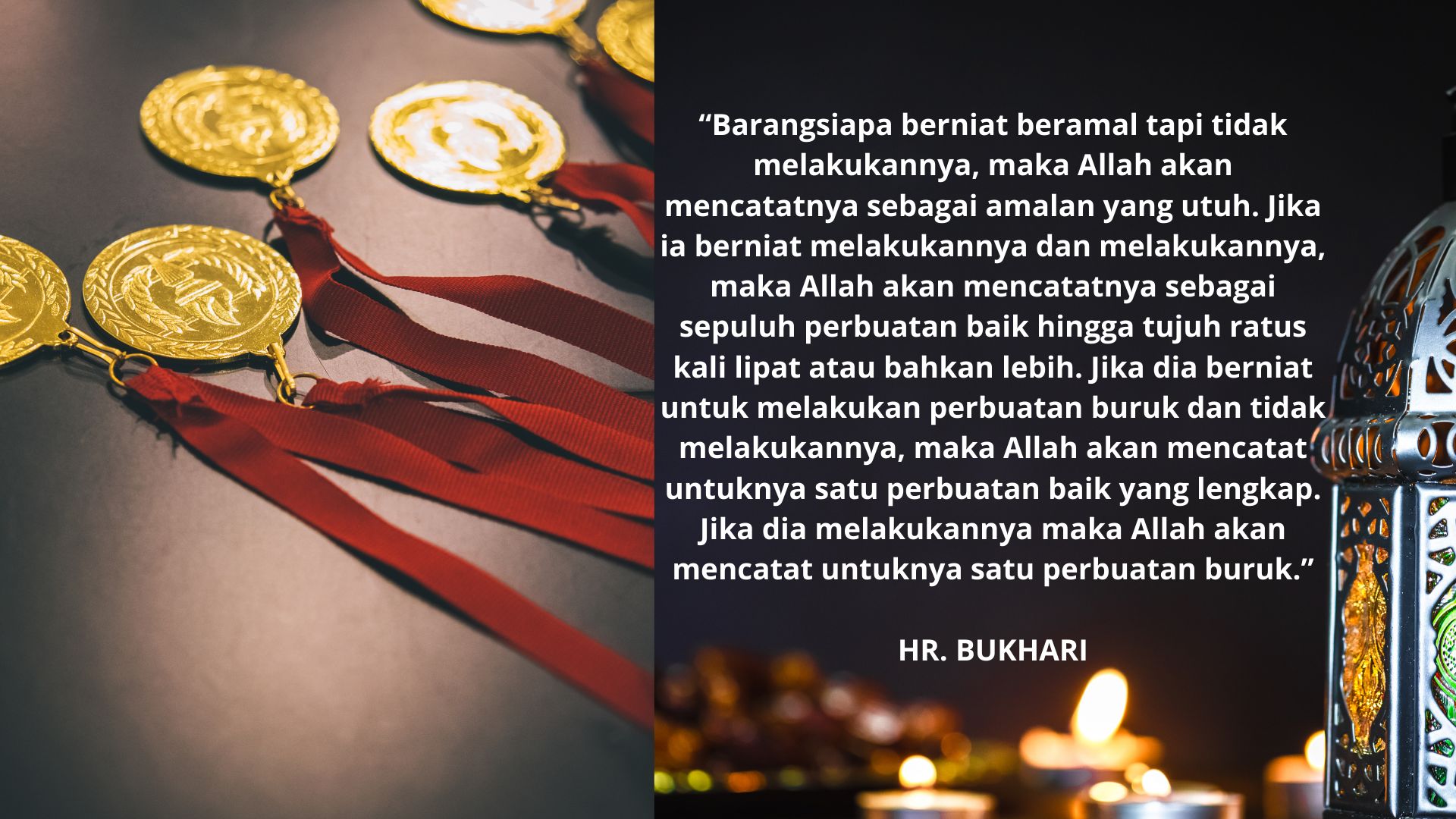 Hadis Rasulullah tentang prinsip pemberian Rewards. Diolah dari Canva