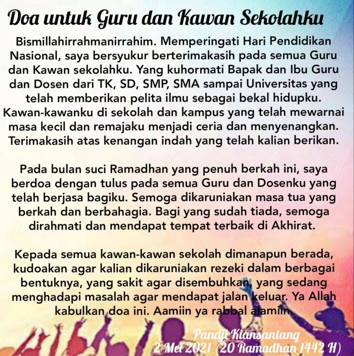 Doa Untuk Guru Dan Kawan Sekolahku Kompasiana Com