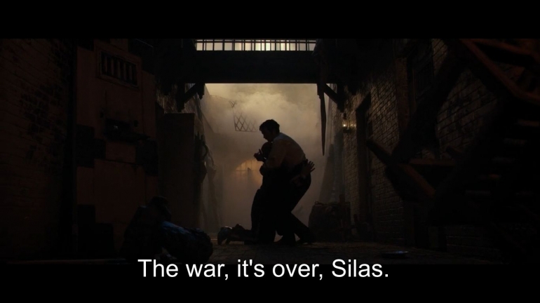 gambar hasil screenshoot pada adegan ending. Silas teringat trauma kejiwaannya akibat perang. (dokpri)