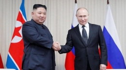 Kim Jong-Un dan Vladimir Putin. Sumber: detik.com
