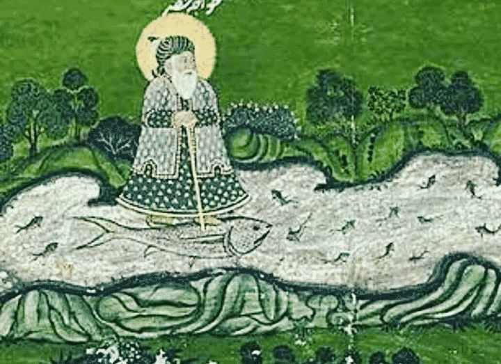 Ilustrasi Khidir As. yang memiliki mukjizat untuk mampu berjalan di atas air | Ilustrasi gambar: alif.id