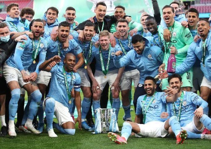 Manchester City menjuarai Piala Liga Inggris atau Carabao Cup 2020/21. REUTERS/Carl Recine (sport.tempo.co)
