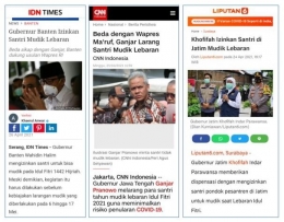 Tangkapan layar berita IDN Times, CNN Indonesia, dan Liputan 6