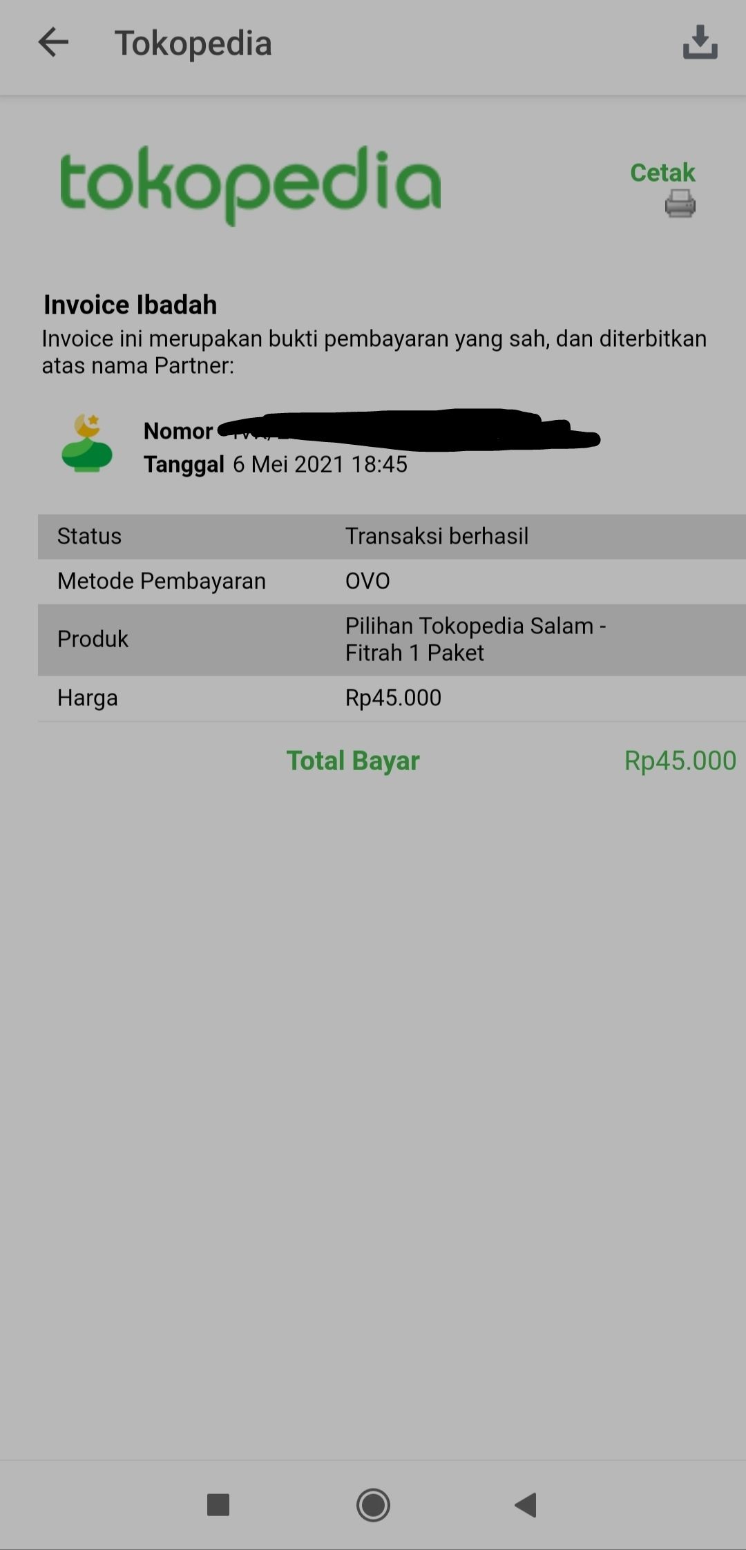 Invoice bukti pembayaran. Dokpri