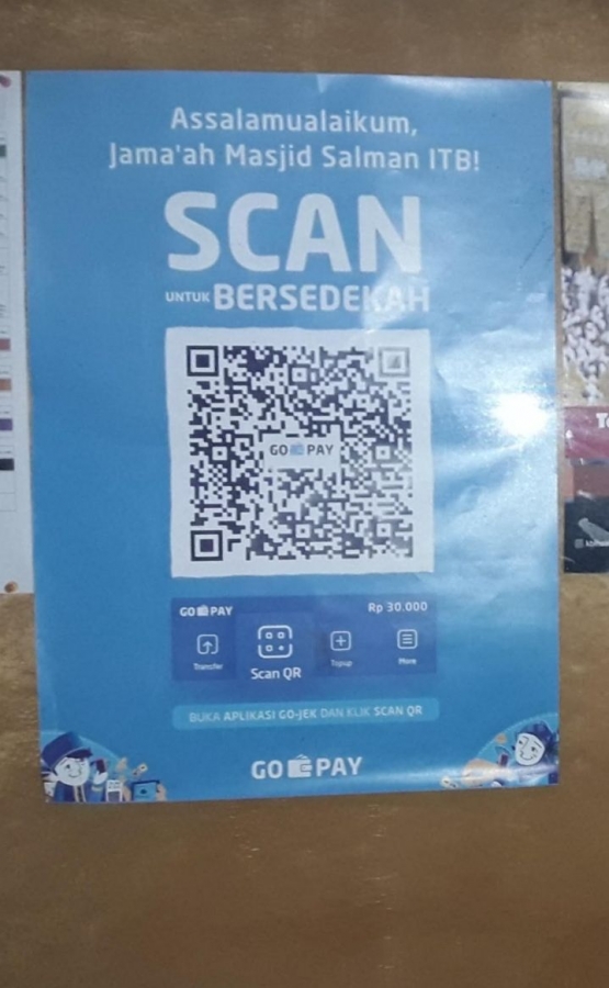 Penggunaan Scan QR di masjid Salman ITB memudahkan jamaah untuk bersedakah (dokpri)