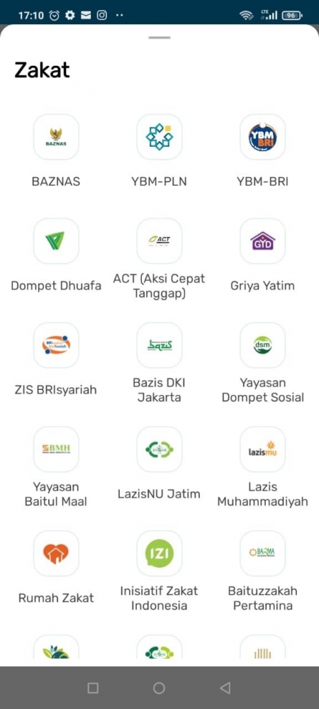 Pilihan Zakat Online (SS dari Mobile Banking), Dokpri