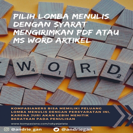 Deskripsi : Boleh dicoba lomba menulis dengan syarat upload pdf I Sumber Foto : dokpri